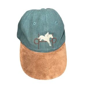 Vintage 90's Zkapz Adjustable Hat Green With Suede Brim Equestrian Logo